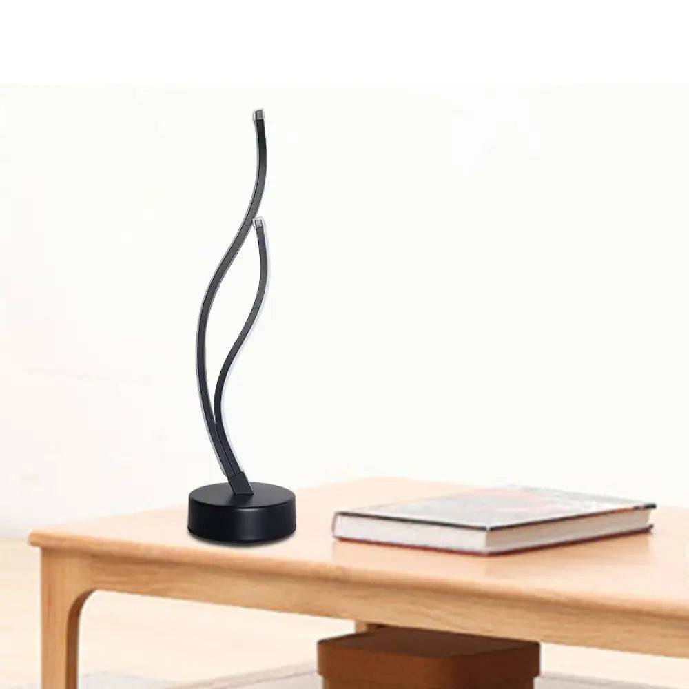 Modern Led Desk Light: Curved Acrylic Shade Black/White For Living Room Black