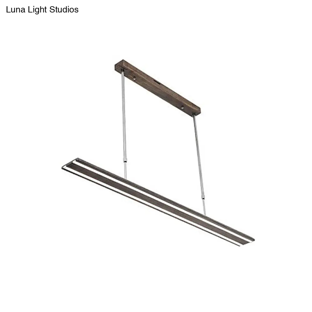 Modern Led Drop Pendant With Wood Shade - 1-Light Linear Ceiling Light Fixture