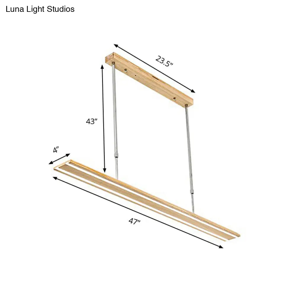 Modern Led Drop Pendant With Wood Shade - 1-Light Linear Ceiling Light Fixture