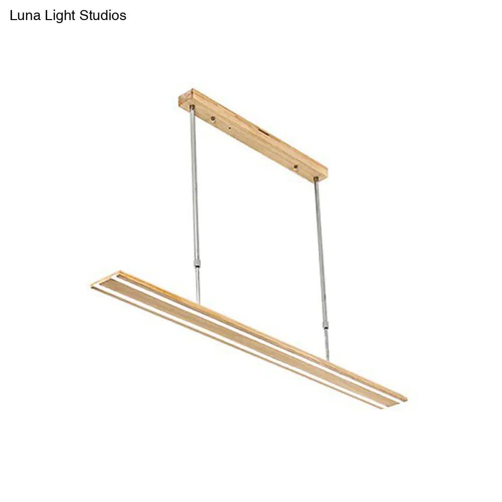 Modern Led Drop Pendant With Wood Shade - 1-Light Linear Ceiling Light Fixture