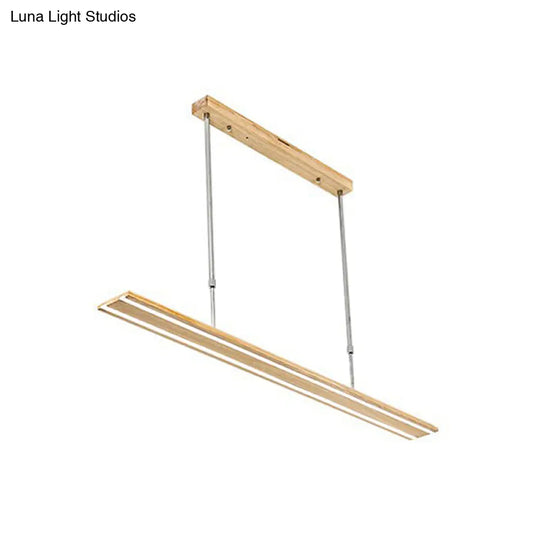 Modern Led Drop Pendant With Wood Shade - 1-Light Linear Ceiling Light Fixture