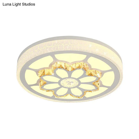 Modern Led Flower Ceiling Light With Color Options And Crystal Accents - Brown/White