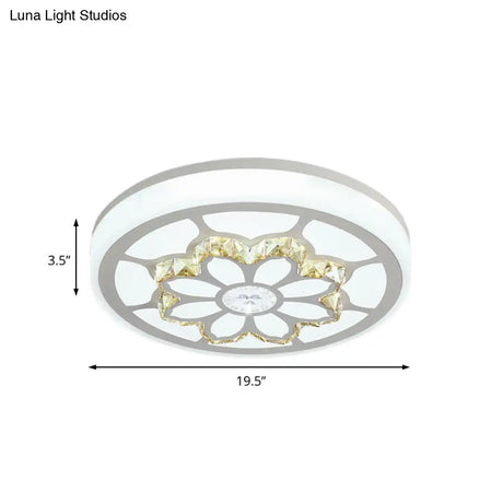 Modern Led Flower Ceiling Light With Color Options And Crystal Accents - Brown/White