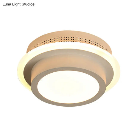 Modern Led Flush Ceiling Lamp In Black/White - Round Square Or Triangle Acrylic Design For Corridor