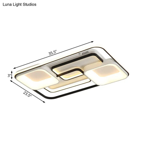 Modern Led Flush Ceiling Light In White Acrylic - Round/Square/Rectangular Shape Warm/White Mounted