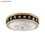 Modern Led Flush Crystal Ceiling Fixture In Black For Bedroom