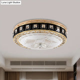 Modern Led Flush Crystal Ceiling Fixture In Black For Bedroom