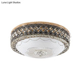 Modern Led Flush Crystal Ceiling Fixture In Black For Bedroom