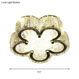 Modern Led Flush Lamp: Stainless-Steel Round/Square/Flower Ceiling Fixture With Clear Crystal Shade