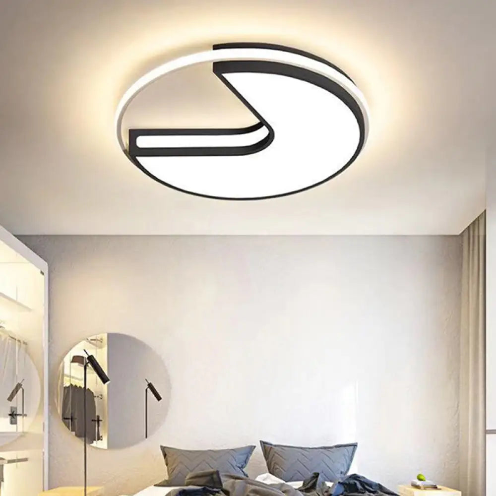 Modern Led Flush Light In Black & White - Big Mouth Design 16’/19.5’ Width Warm Options Black -