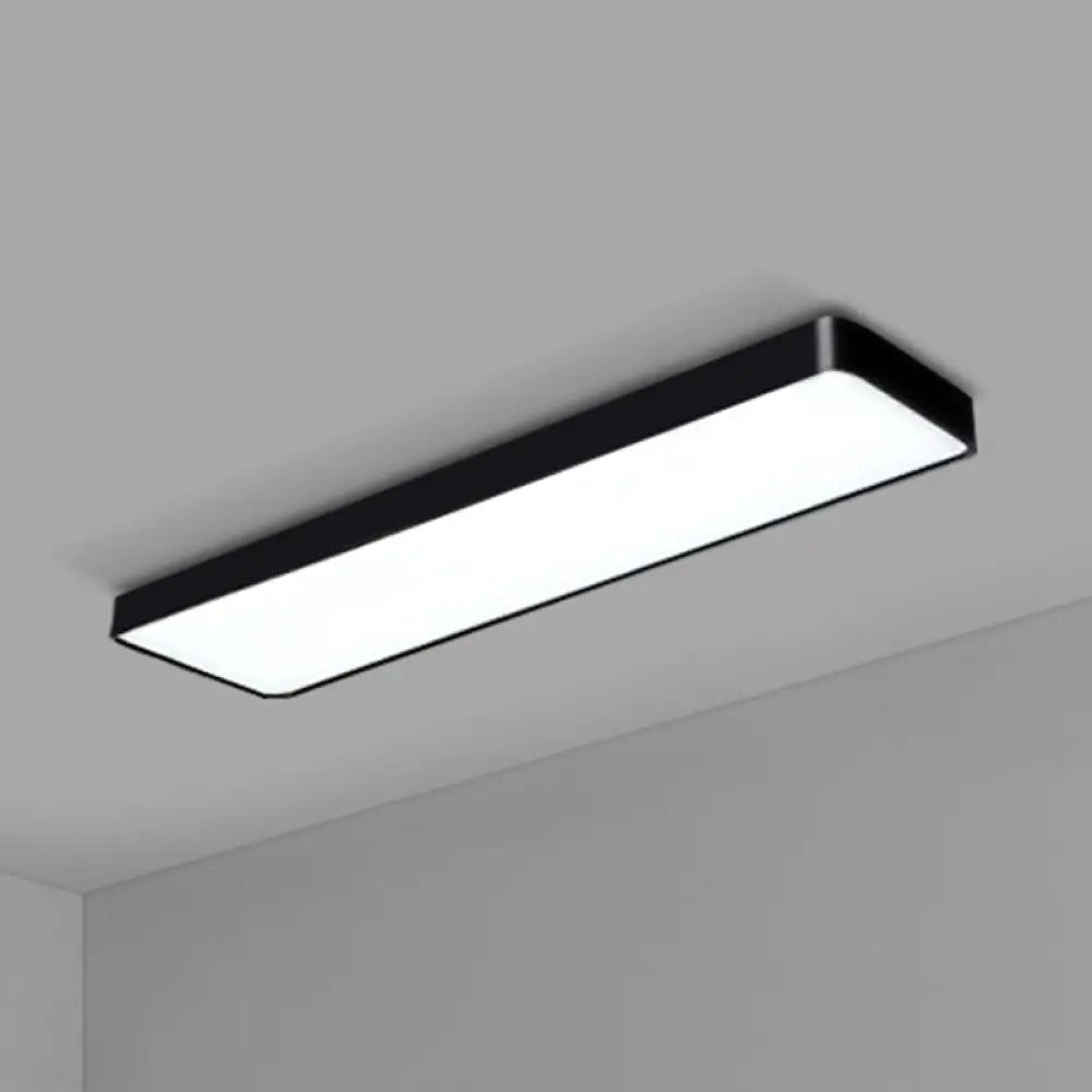 Modern Led Flush Light With Rectangular Acrylic Shade - Office Ceiling Mounted Black / Large 59