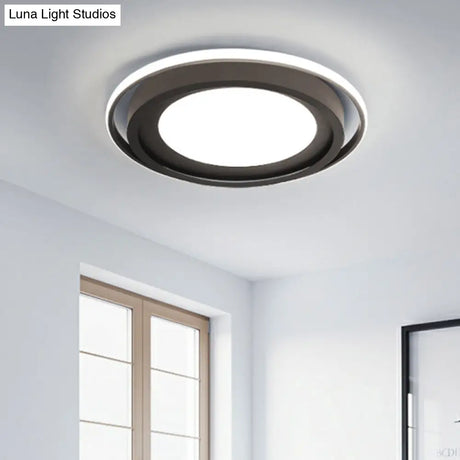 Modern Led Flush Mount Acrylic Round Lighting In White/Black For Bedroom White/Warm Light
