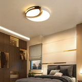 Modern Led Flush Mount Bedroom Ceiling Light In Black And White With Warm/White Lighting