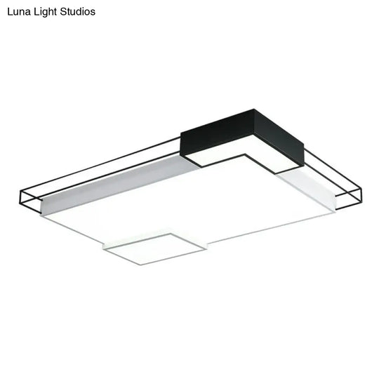 Modern Led Flush Mount Ceiling Light Fixture - Extra-Thin Acrylic Design In Black And White
