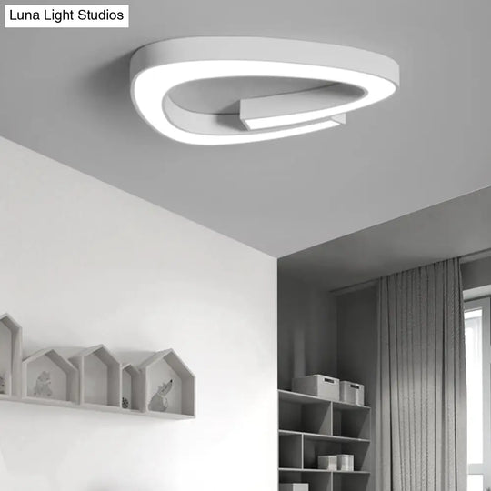 Modern Led Flush Mount Ceiling Light Fixture For Living Room - Simplicity Triangle Design White /