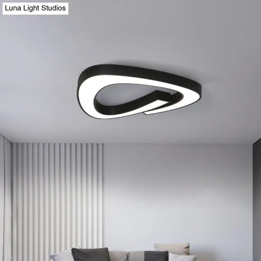 Modern Led Flush Mount Ceiling Light Fixture For Living Room - Simplicity Triangle Design Black /