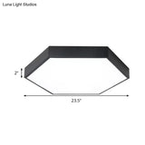Modern Led Flush Mount Ceiling Light For Bedroom With Acrylic Hexagon Shade