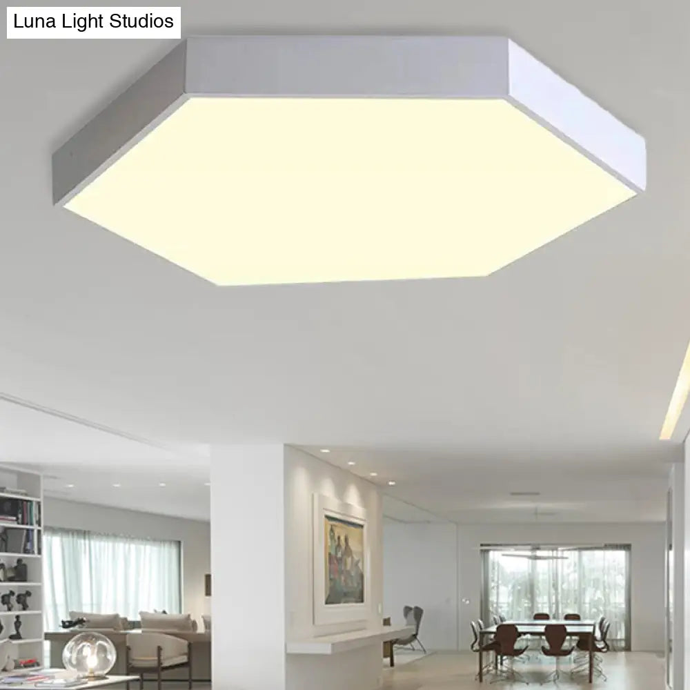 Modern Led Flush Mount Ceiling Light For Bedroom With Acrylic Hexagon Shade
