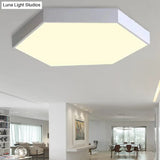 Modern Led Flush Mount Ceiling Light For Bedroom With Acrylic Hexagon Shade