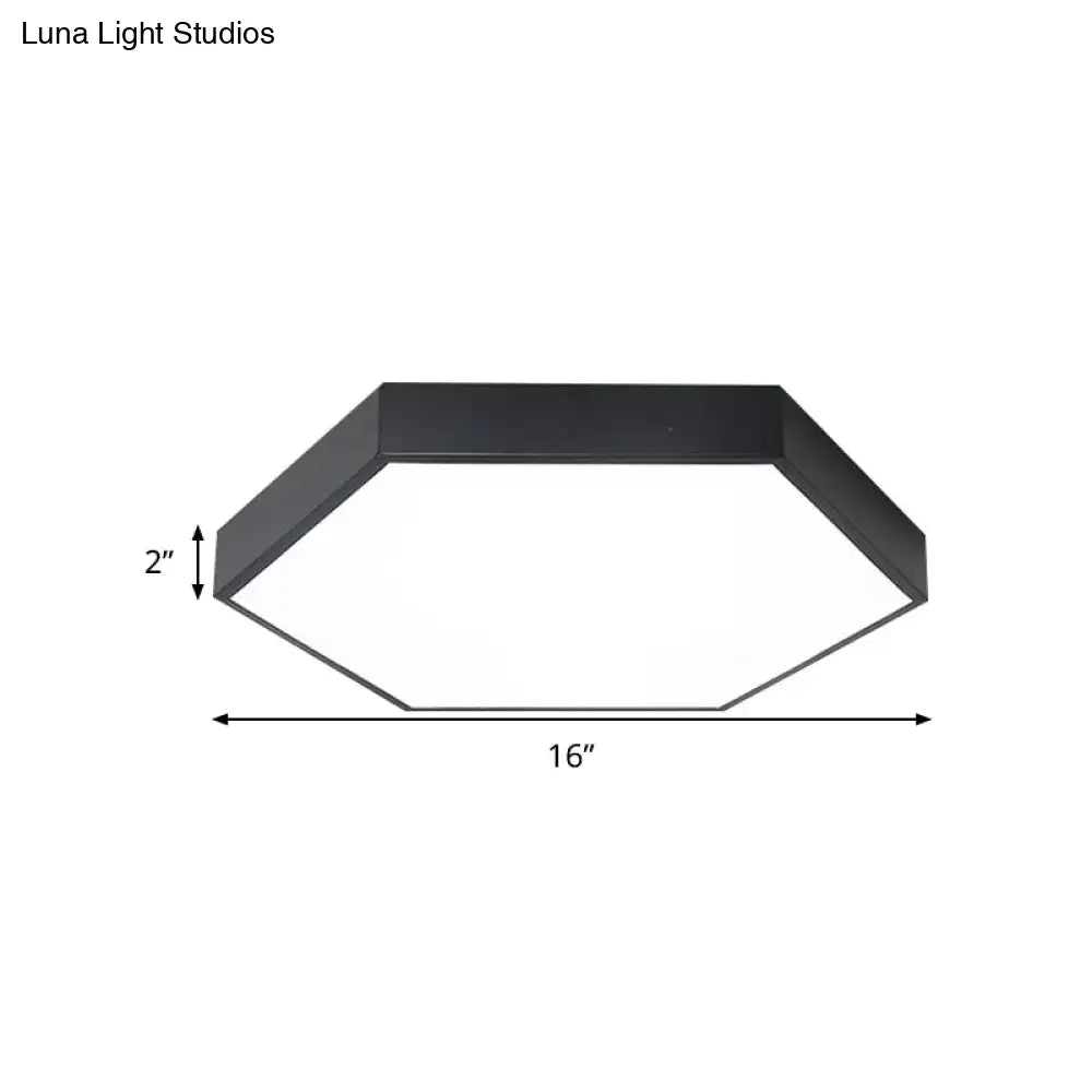 Modern Led Flush Mount Ceiling Light For Bedroom With Acrylic Hexagon Shade