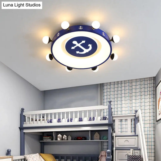 Modern Led Flush Mount Ceiling Light For Children’s Room - Circle Shape Blue / 22’ Warm