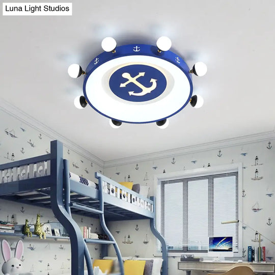 Modern Led Flush Mount Ceiling Light For Children’s Room - Circle Shape Blue / 22’ White