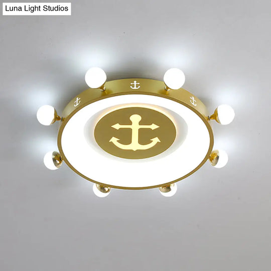 Modern Led Flush Mount Ceiling Light For Children’s Room - Circle Shape Gold / 22’ White