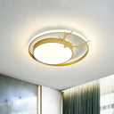 Modern Led Flush Mount Ceiling Light - Grey/Gold With Antler Design Gold