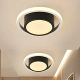 Modern Led Flush Mount Ceiling Light In Black And White With Warm Illumination For Living Room /