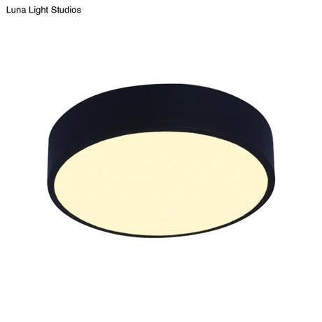Modern Led Flush Mount Ceiling Light In Pink/Black/White With Acrylic Shade - 12’/16’ Diameter