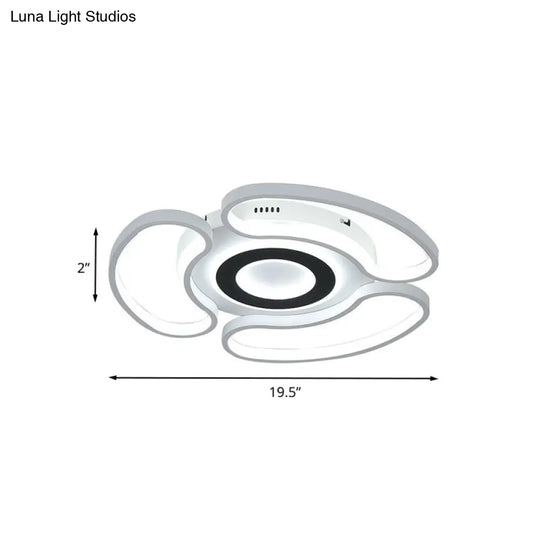 Modern Led Flush Mount Ceiling Light In White For Bedroom With Warm/White And Acrylic Arc-Loop