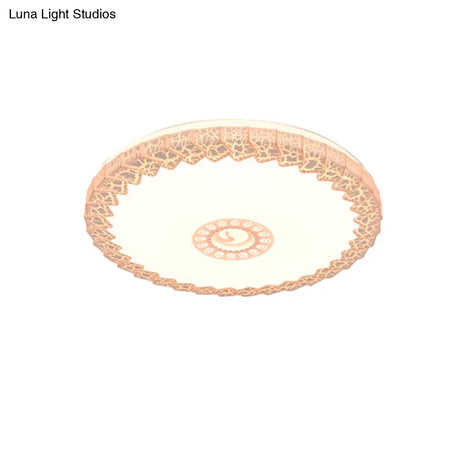 Modern Led Flush Mount Ceiling Light With Acrylic Shade In White/Blue/Gold Crackle Finish - Bedroom
