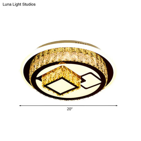 Modern Led Flush Mount Ceiling Light With Crystal Inlaid Loving Heart Flower And Mushroom Design -