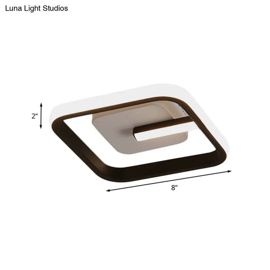 Modern Led Flush Mount Ceiling Light With Square Frame Black Acrylic Fixture Warm/White Lighting