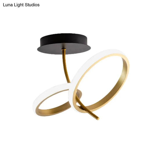 Modern Led Flush Mount Fixture: Black & Gold Ring Design - Semi Lighting