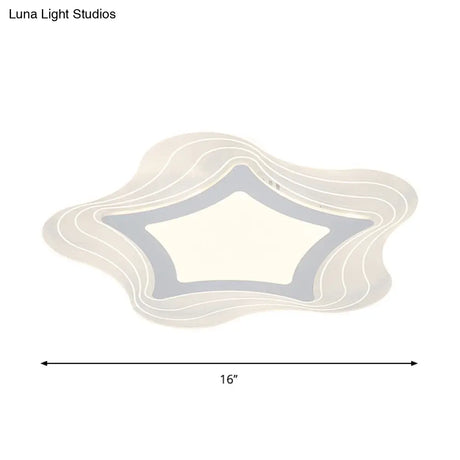 Modern Led Flush Mount Lamp - Acrylic Star/Pentagon Design In White/Warm Light