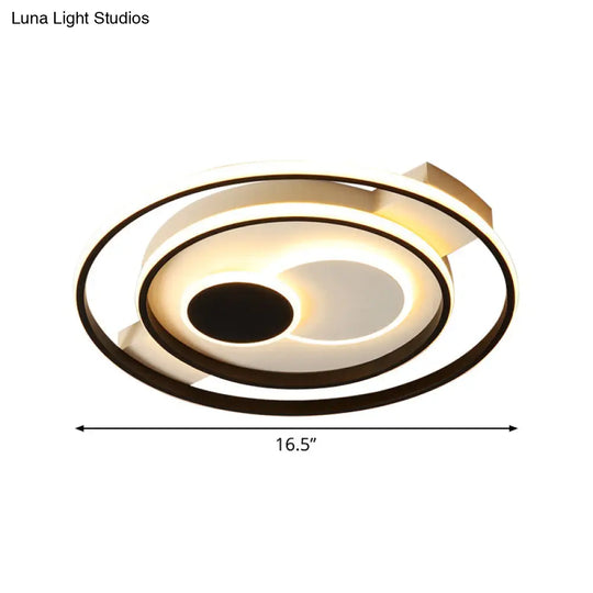 Modern Led Flush Mount Lamp With Black Acrylic Shade – Warm/White Light 16.5/20.5’ Dia