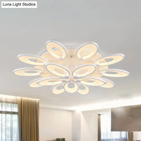 Modern Led Flush Mount Light For Dining Room With Acrylic Shade - 4/6/9 Lights Warm/White/Natural