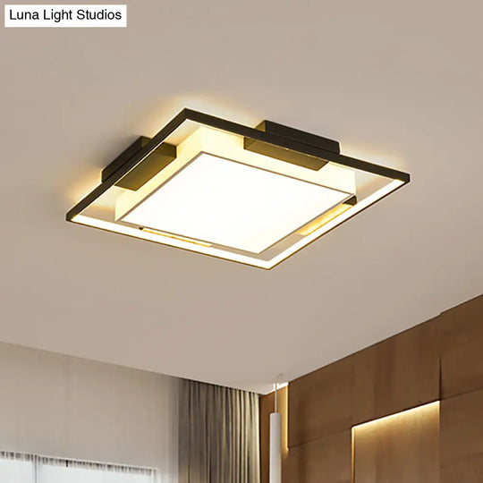 Modern Led Flush Mount Light With Acrylic Shade In Black And White - Available 3 Sizes / 18’ Warm