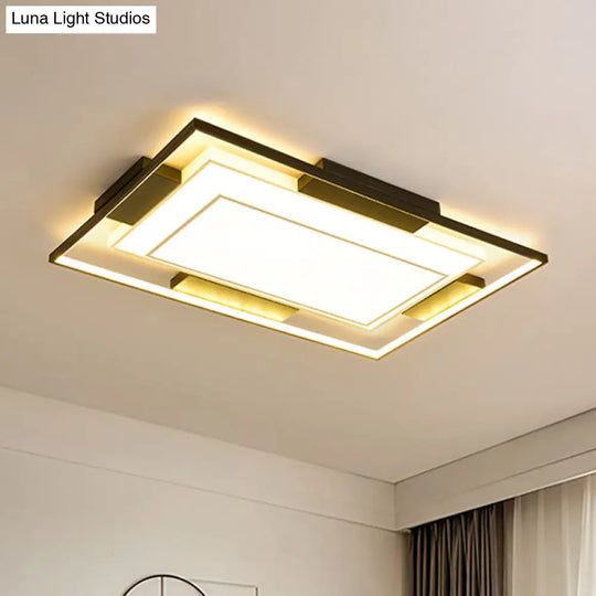 Modern Led Flush Mount Light With Acrylic Shade In Black And White - Available 3 Sizes / 35.5’