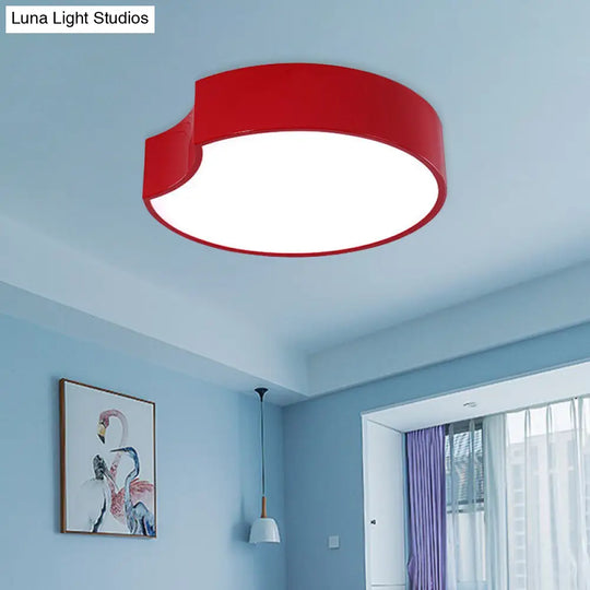 Modern Led Flush Mount Light With Acrylic Shade - Red/Yellow/Blue Round Fixture