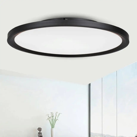 Modern Led Flush Mount Light With Metal Shade And Acrylic Diffuser In White/Warm 16’/19.5’