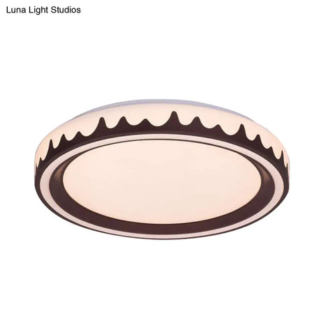 Modern Led Flush Mount Light With White/Gold/Coffee Circle Design For Living Room