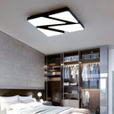 Modern Led Flush Mount Lighting: 25.5’/37.5’ W Acrylic Shade Black/White Square/Rectangular