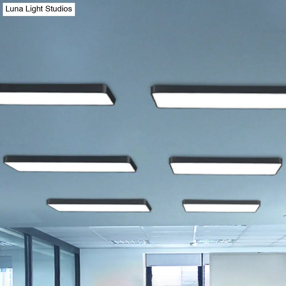 Modern Led Flush Mount Lighting Fixture In Acrylic With Rectangular Shape For Gymnasium Ceiling