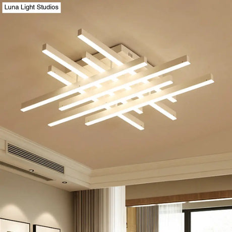Modern Led Flushmount Lighting For Living Room - 31’/39’ Wide Traverse Acrylic Shade Lamp In