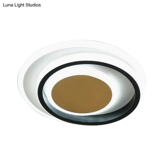 Modern Led Flushmount Lighting In White And Black Acrylic - Square/Round Design