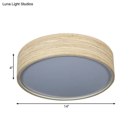 Modern Led Flushmount Lighting - Round Bamboo Shade Warm/White Light 10’/14’ W