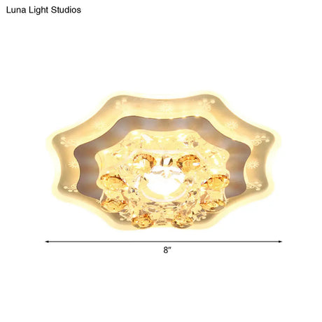 Modern Led Flushmount Recessed Lighting: Geometric & Round Crystal Ceiling Light For Foyer