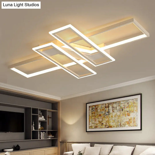 Modern Led Frame Ceiling Mount Light For Living Room - Acrylic Semi Flush Fixture